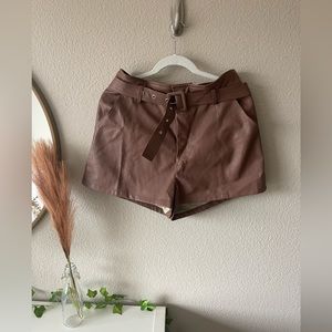 Altar’d state brown leather shorts with belt